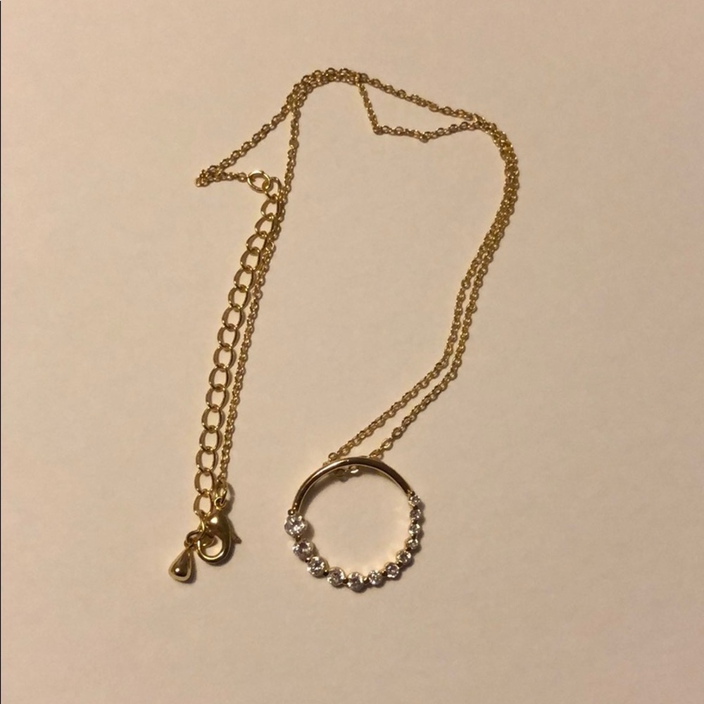 Rhinestones in a circle necklace